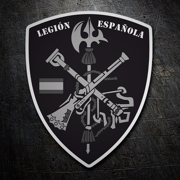 Car & Motorbike Stickers: Spanish Legion Coat of Arms black and white 