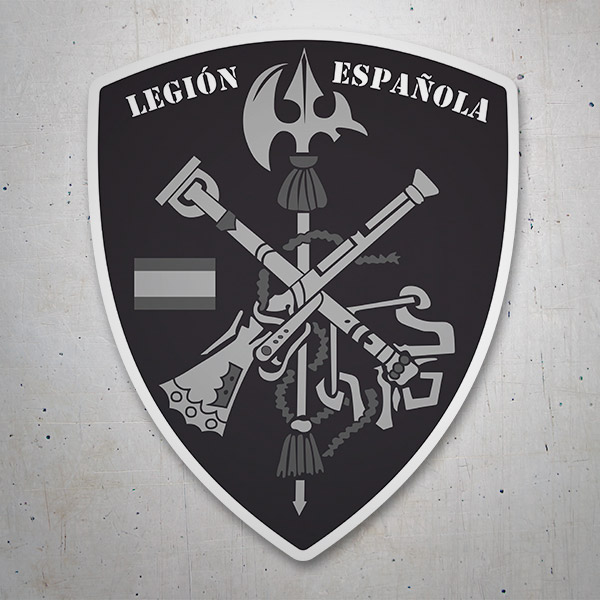 Car & Motorbike Stickers: Spanish Legion Coat of Arms black and white 