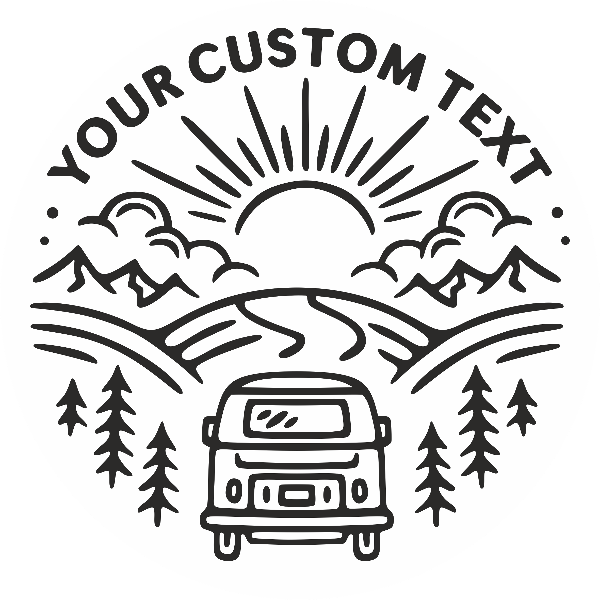 Car & Motorbike Stickers: Travel Caravan Editable text