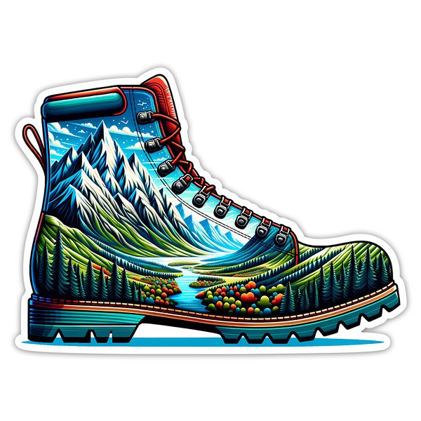 Car & Motorbike Stickers: Landscape-style mountain boots