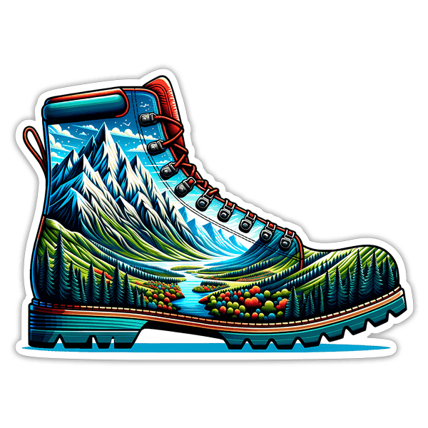 Car & Motorbike Stickers: Landscape-style mountain boots