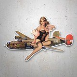 Car & Motorbike Stickers: Pin-up Model on Vintage Fighter Plane Sticker 3