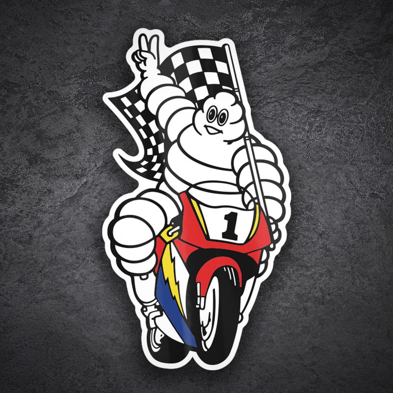 Car & Motorbike Stickers: Michelin Man Racing Flag