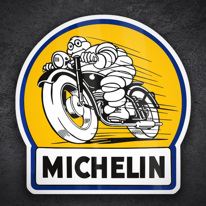 Car & Motorbike Stickers: Vintage Michelin Man Motorcycle