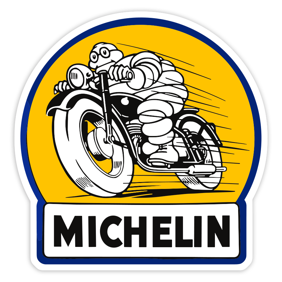 Car & Motorbike Stickers: Vintage Michelin Man Motorcycle