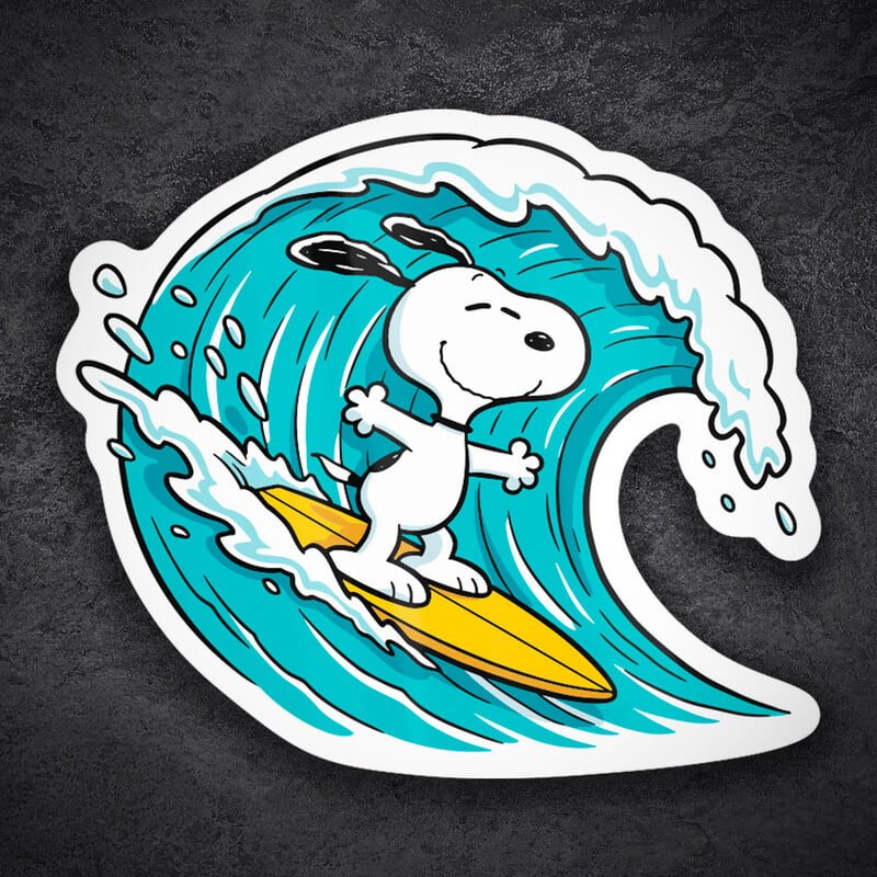 Car & Motorbike Stickers: Snoopy Surfing Wave