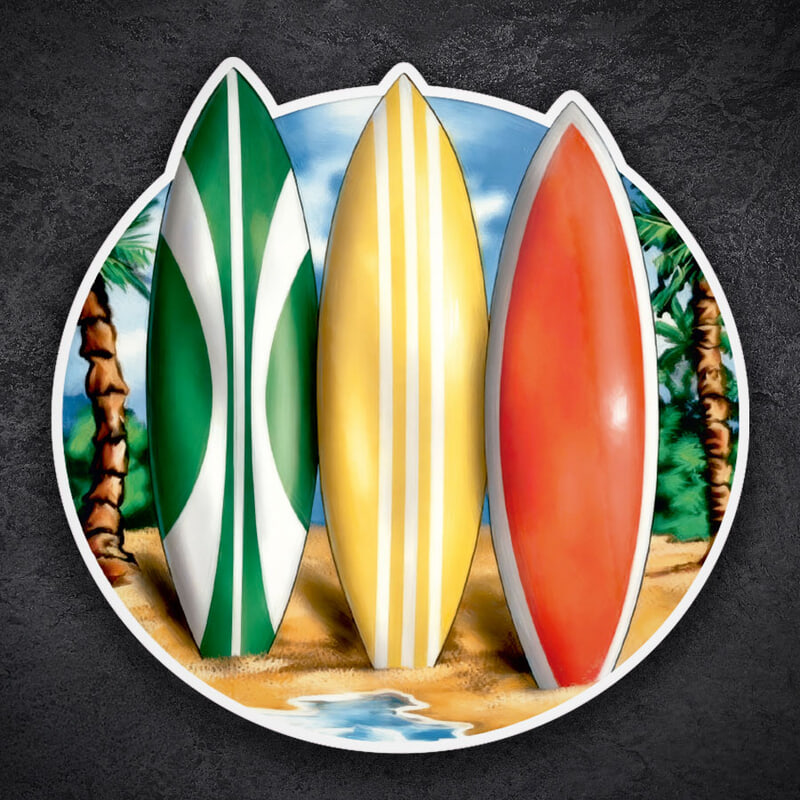 Car & Motorbike Stickers: Three Classic Surfboards