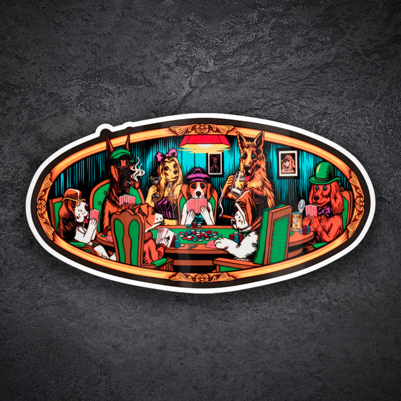 Car & Motorbike Stickers: Almost Skateboards Poker Dogs