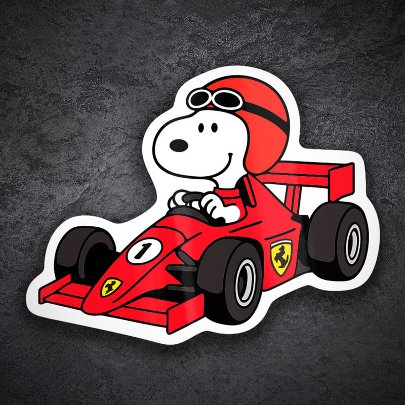 Car & Motorbike Stickers: Snoopy Ferrari Driver