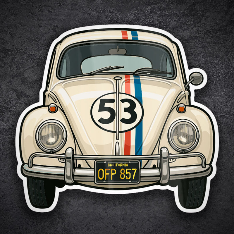 Car & Motorbike Stickers: VW Beetle Herbie Car 53