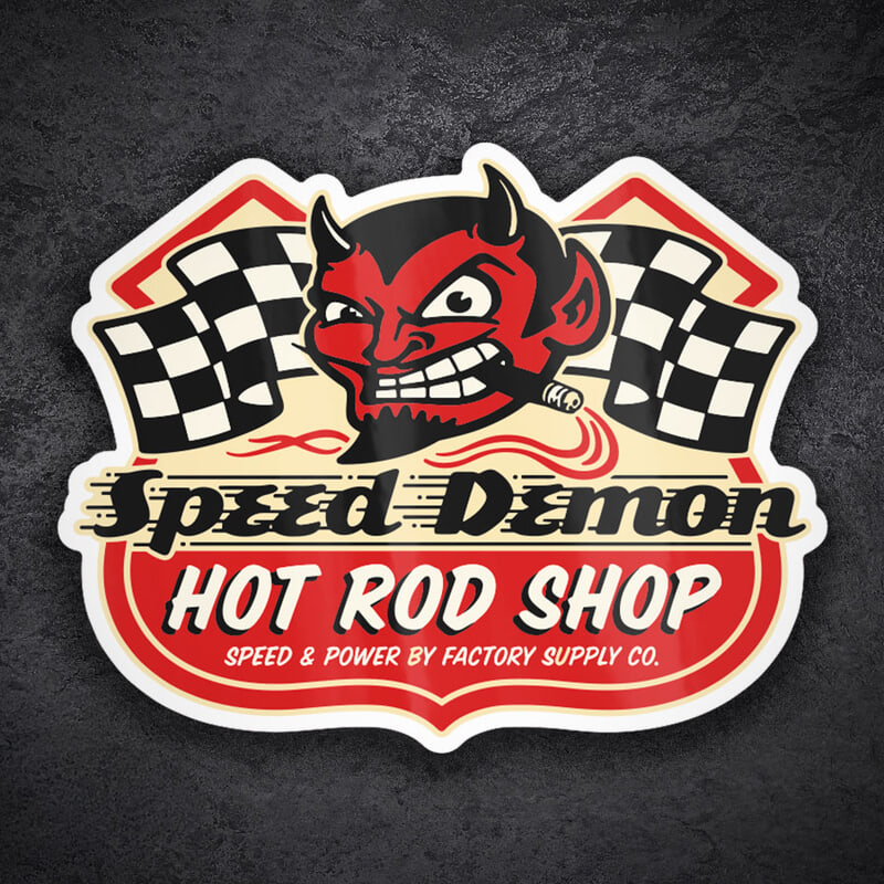 Car & Motorbike Stickers: Speed Demon Hot Rod Shop