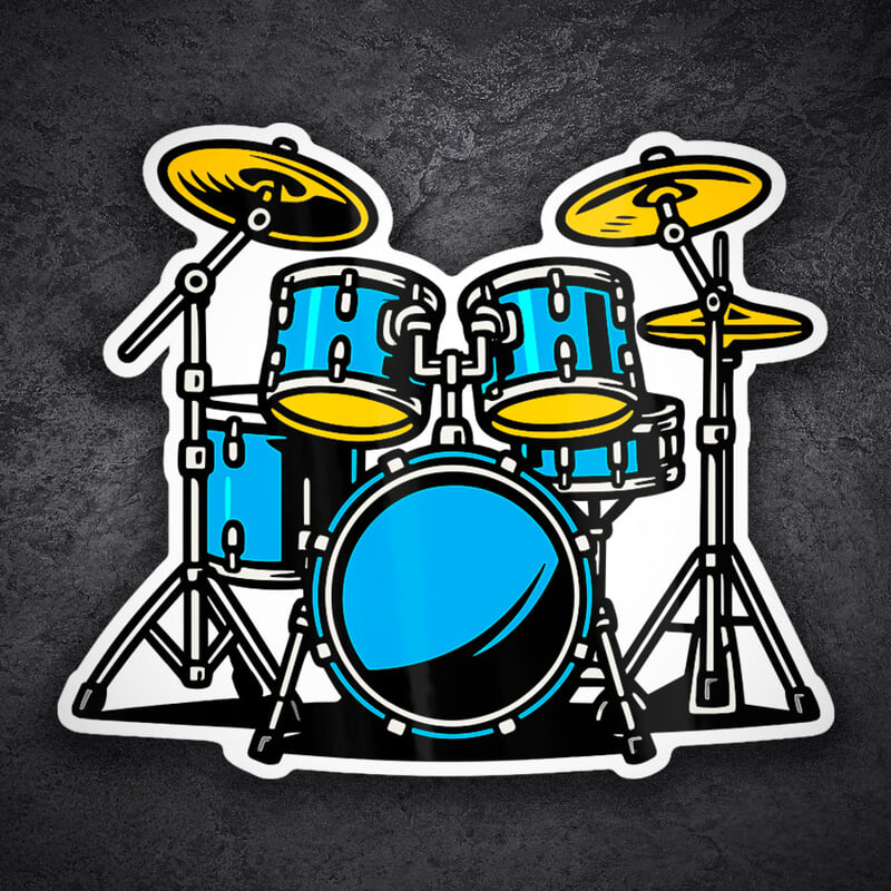 Car & Motorbike Stickers: Acoustic Drum Design with Bright Cymbals