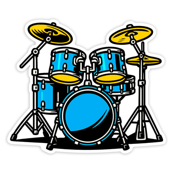Car & Motorbike Stickers: Acoustic Drum Design with Bright Cymbals