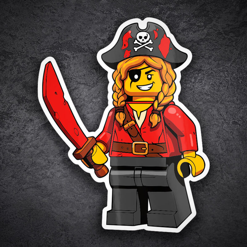 Car & Motorbike Stickers: Female LEGO Pirate