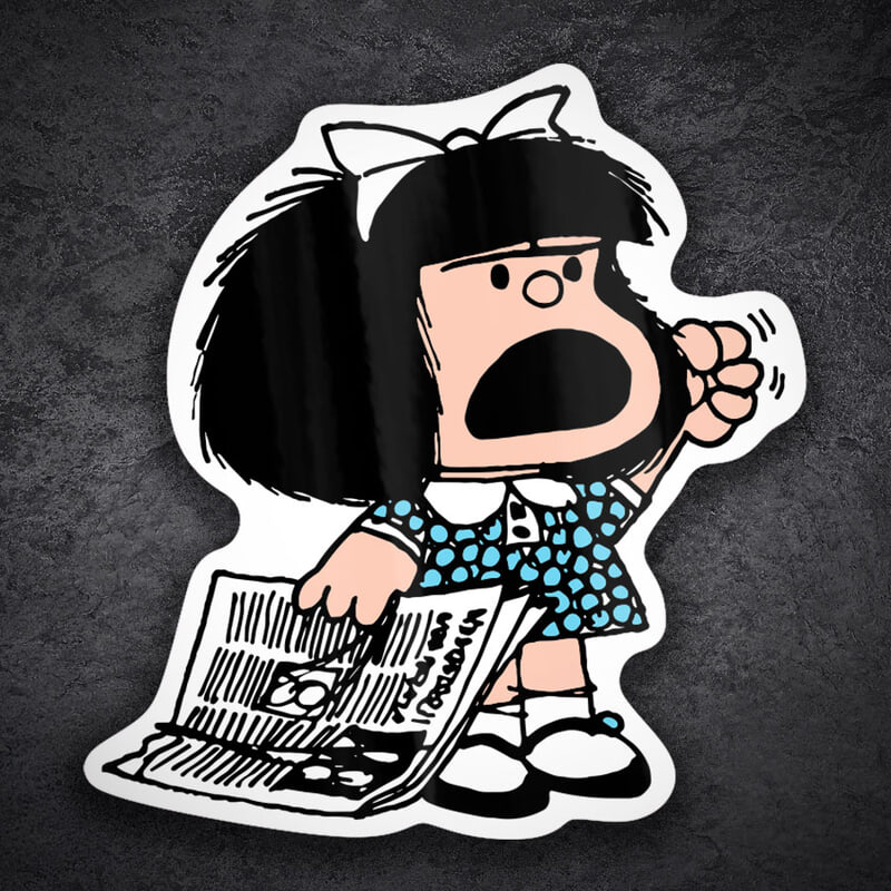 Car & Motorbike Stickers: Mafalda Protesting Newspaper
