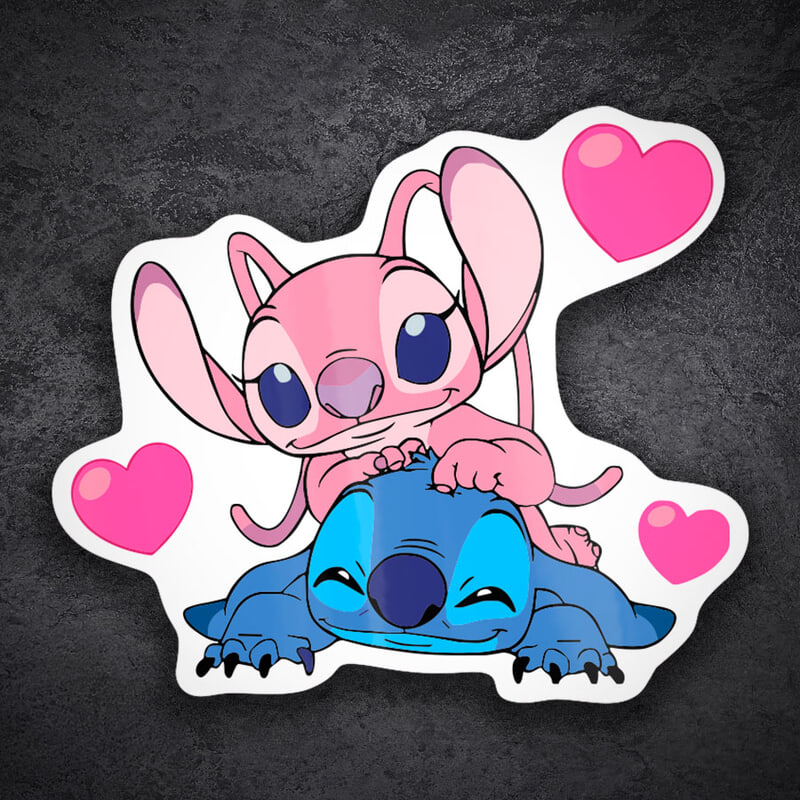 Car & Motorbike Stickers: Stitch and Angel in Love