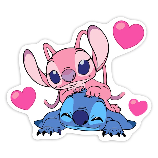 Car & Motorbike Stickers: Stitch and Angel in Love