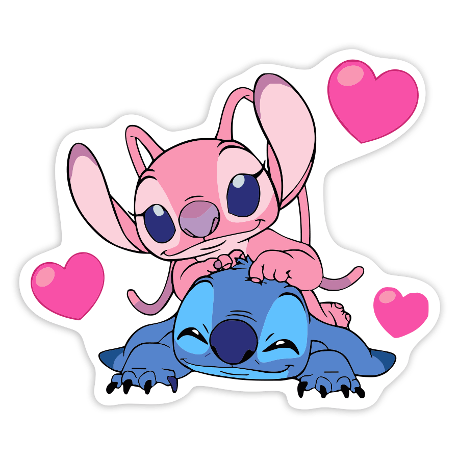Car & Motorbike Stickers: Stitch and Angel in Love