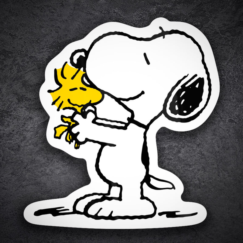 Car & Motorbike Stickers: Snoopy Hugging Woodstock