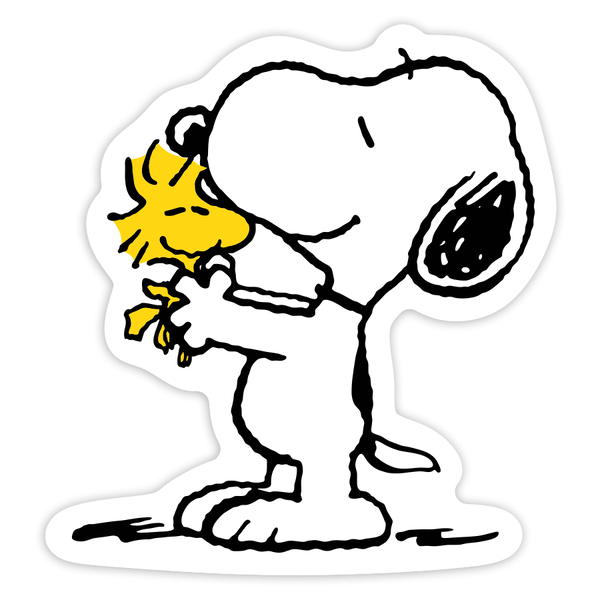 Car & Motorbike Stickers: Snoopy Hugging Woodstock