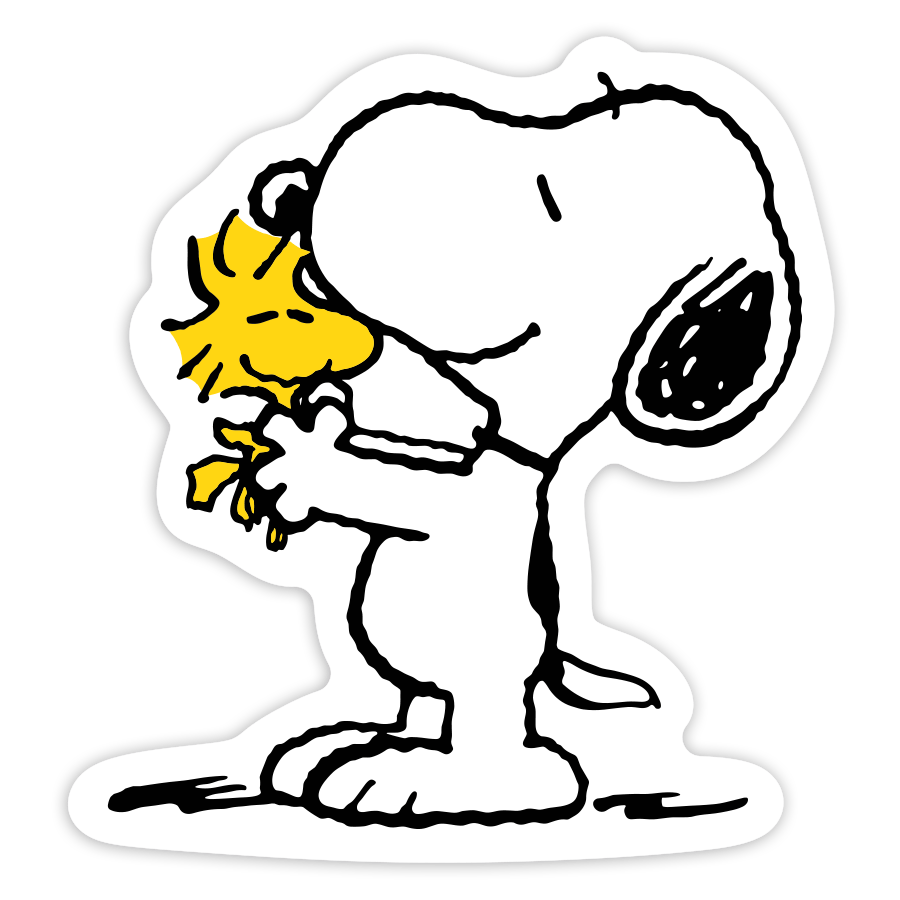 Car & Motorbike Stickers: Snoopy Hugging Woodstock