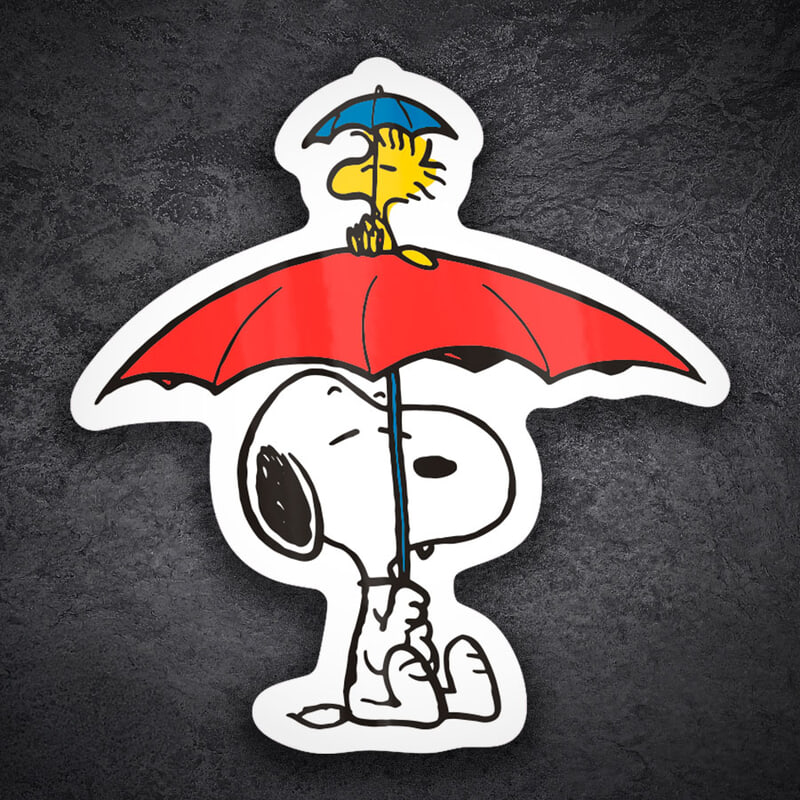 Car & Motorbike Stickers: Snoopy and Woodstock Umbrella