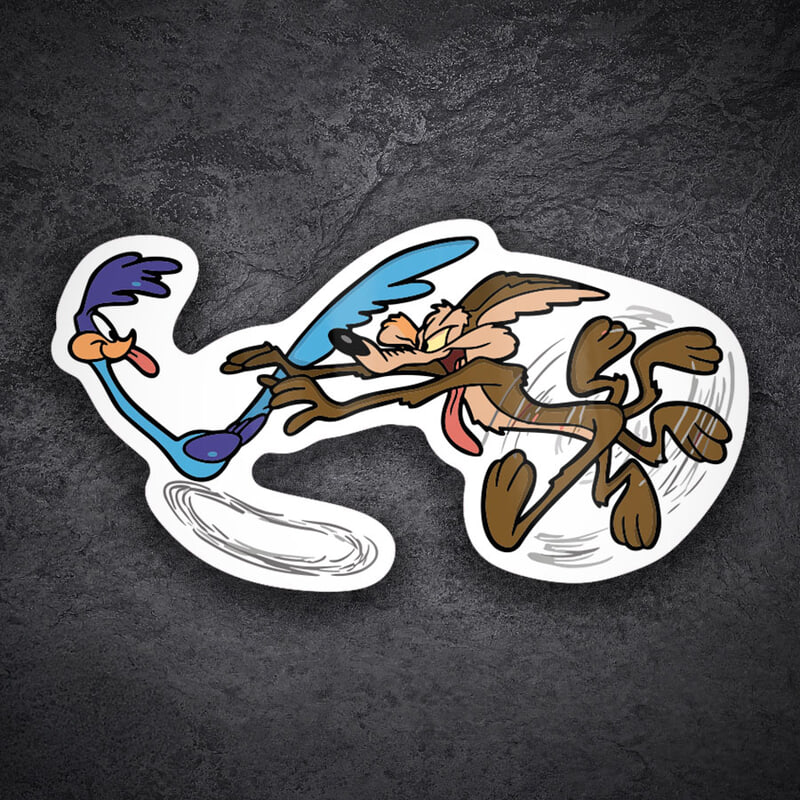 Car & Motorbike Stickers: Road Runner and Coyote Chase