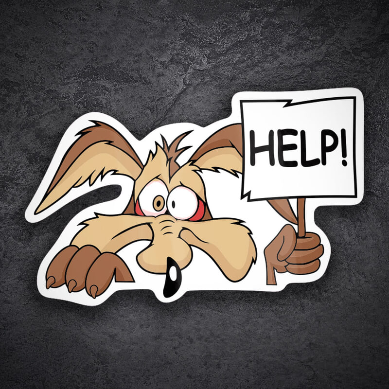 Car & Motorbike Stickers: Wile E. Coyote Asking for Help