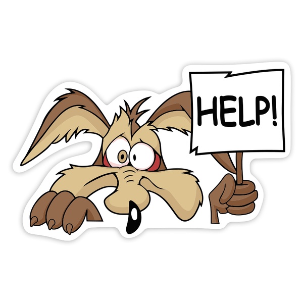Car & Motorbike Stickers: Wile E. Coyote Asking for Help