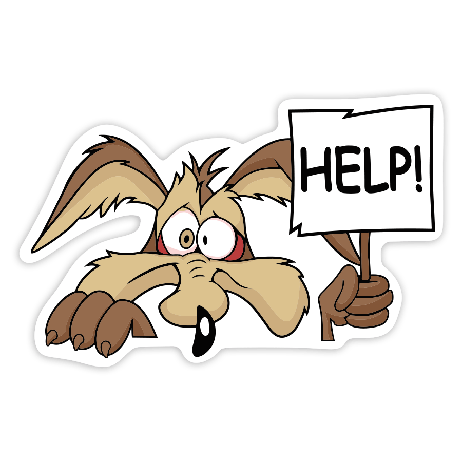 Car & Motorbike Stickers: Wile E. Coyote Asking for Help
