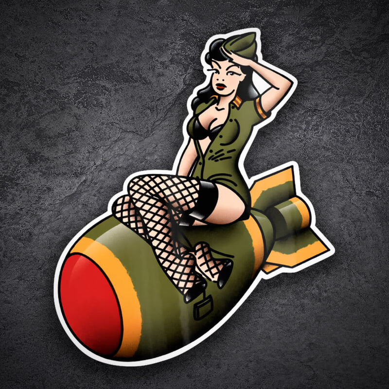 Car & Motorbike Stickers: Military Pin-Up on Bomb
