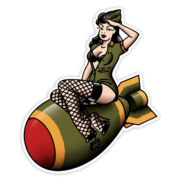 Car & Motorbike Stickers: Military Pin-Up on Bomb