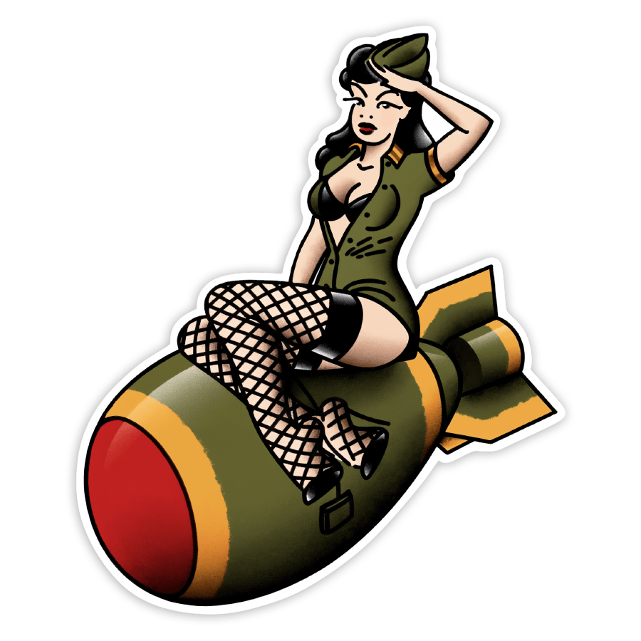 Car & Motorbike Stickers: Military Pin-Up on Bomb