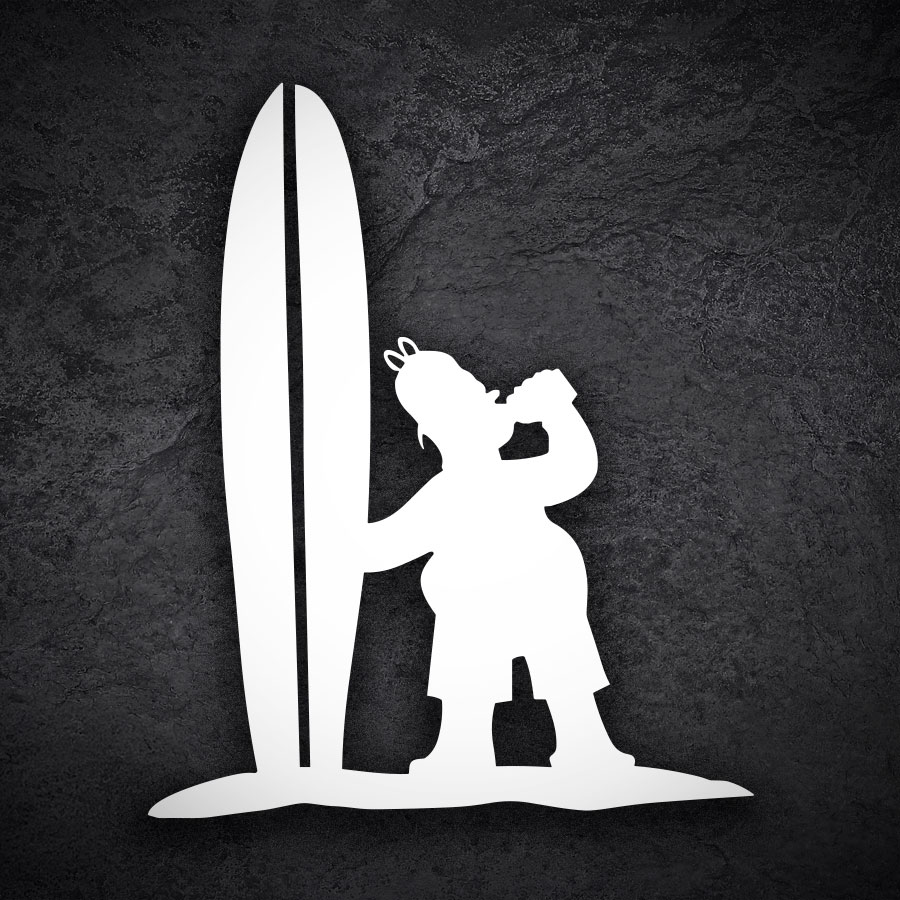 Car & Motorbike Stickers: Homer Simpson surfer with beer