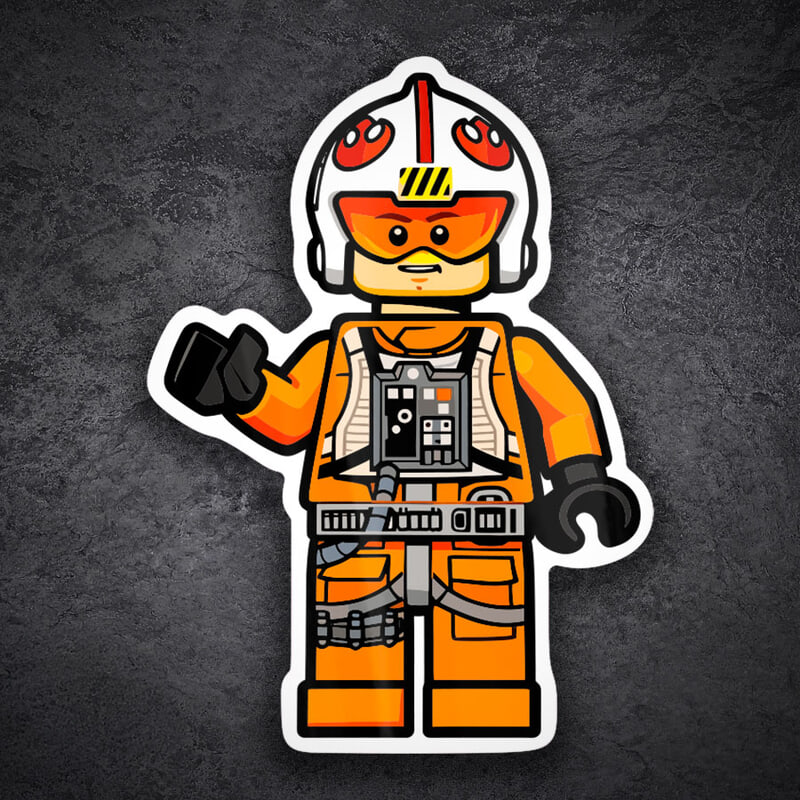 Car & Motorbike Stickers: Lego Star Wars Luke Skywalker Rebel Pilot