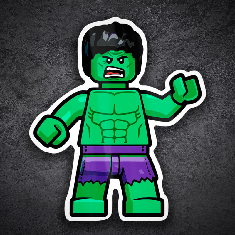 Car & Motorbike Stickers: Lego Marvel Green Hulk
