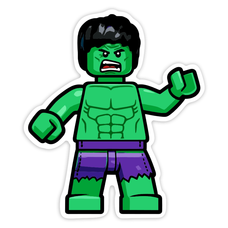 Car & Motorbike Stickers: Lego Marvel Green Hulk