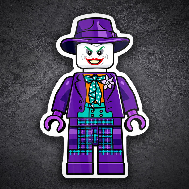 Car & Motorbike Stickers: Lego DC Classic Joker with Hat