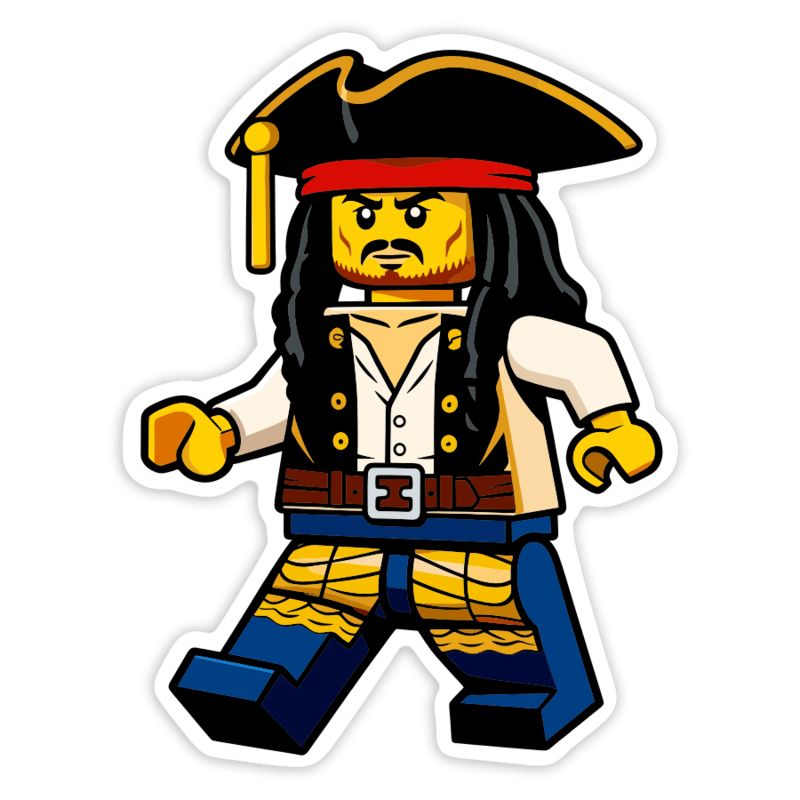 Car & Motorbike Stickers: Lego Retro Pirate Jack Sparrow