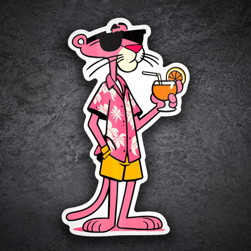 Car & Motorbike Stickers: Pink Panther on Vacation