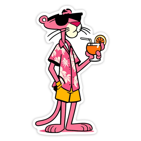 Car & Motorbike Stickers: Pink Panther on Vacation