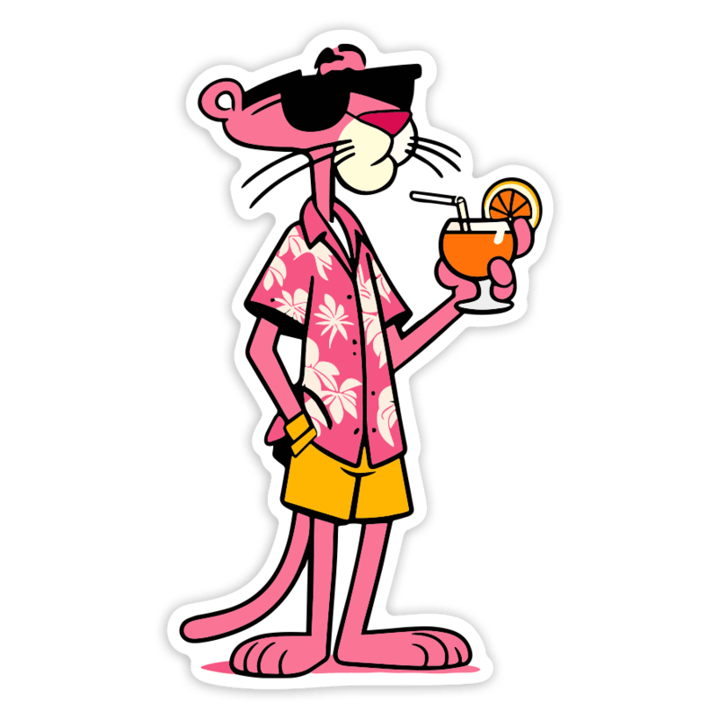 Car & Motorbike Stickers: Pink Panther on Vacation