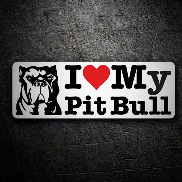 Car & Motorbike Stickers: Love My Pit Bull with Paw Print Illustration