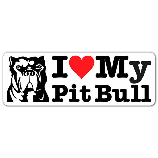 Car & Motorbike Stickers: Love My Pit Bull with Paw Print Illustration
