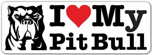 Car & Motorbike Stickers: Love My Pit Bull with Paw Print Illustration
