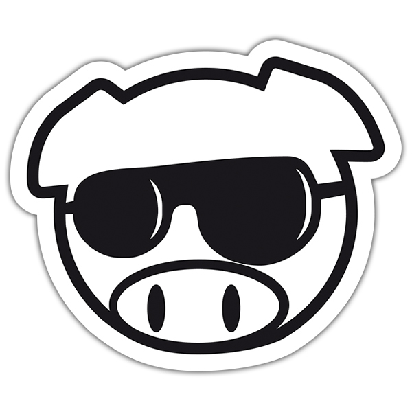 Car & Motorbike Stickers: Pig with JDM glasses
