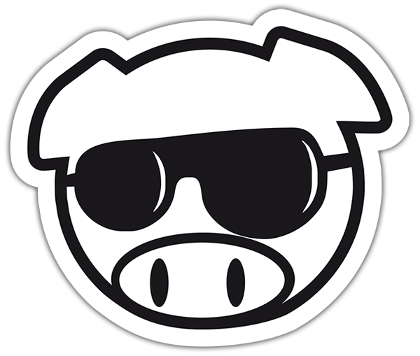 Car & Motorbike Stickers: Pig with JDM glasses