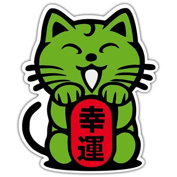 Car & Motorbike Stickers: Chinese green cat