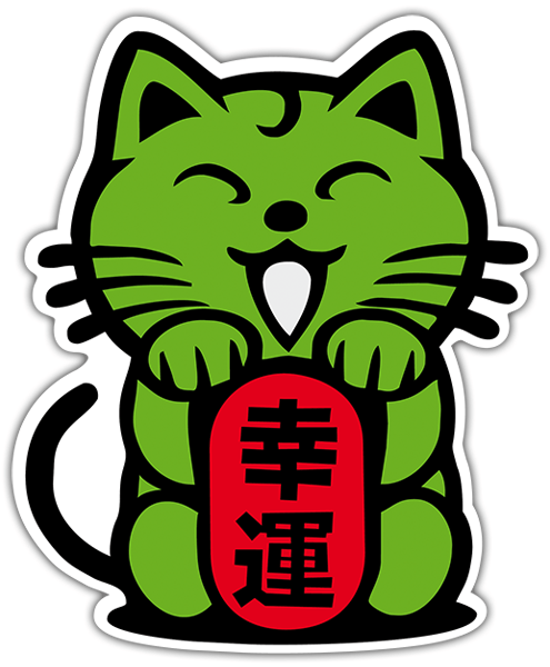 Car & Motorbike Stickers: Chinese green cat