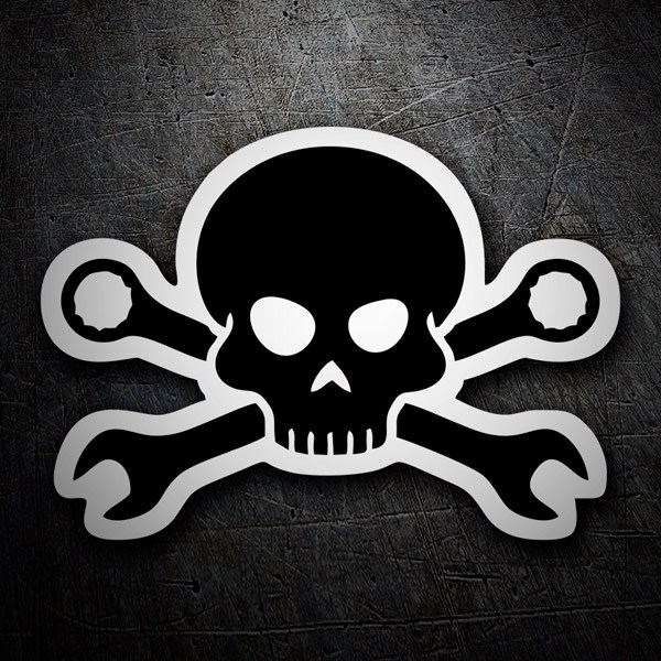 Car & Motorbike Stickers: Mechanical Skull with Crossed Bones